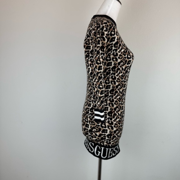 GUESS Leopard Print Sweater Dress Long Sleeve Logo Hem Size 8 - Picture 4 of 13